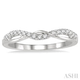 1/5 Ctw Twisted Top Round Cut Diamond Wedding Band in 14K White Gold